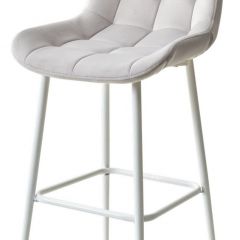 Барный стул ХОФМАН, цвет H-09 Светло-серый, велюр / белый каркас М-City в Копейске - kopejsk.mebel24.online | фото