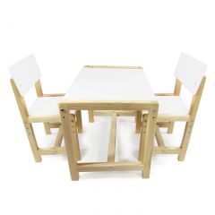 Детский растущий комплект стол и два стула  Я САМ "Лофт" (Белый, Сосна) в Копейске - kopejsk.mebel24.online | фото 1