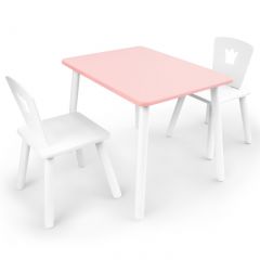 Комплект детской мебели стол и два стула Корона  (Розовый/Белый/Белый) в Копейске - kopejsk.mebel24.online | фото 1