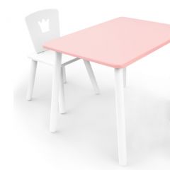 Комплект детской мебели стол и стул Корона (Розовый/Белый/Белый) в Копейске - kopejsk.mebel24.online | фото