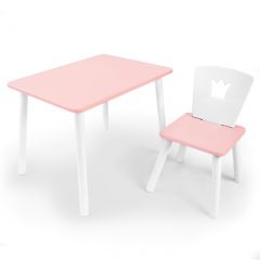 Комплект детской мебели стол и стул Корона (Розовый/Розовый/Белый) в Копейске - kopejsk.mebel24.online | фото 1