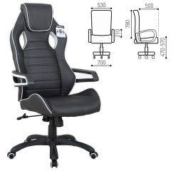 Кресло компьютерное BRABIX Techno Pro GM-003 (экокожа черное/серое, вставки серые) 531814 в Копейске - kopejsk.mebel24.online | фото