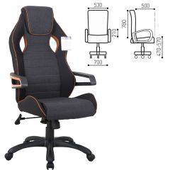 Кресло компьютерное BRABIX Techno Pro GM-003 (ткань черное/серое, вставки оранжевые) 531813 в Копейске - kopejsk.mebel24.online | фото 2