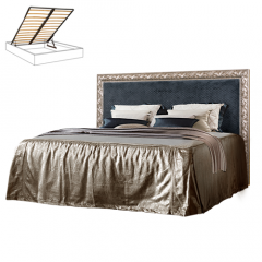 Кровать 2-х спальная (1,8 м) Тиффани Premium черная/серебро с мягким элементом (Антрацит) с подъемным механизмом (ТФКР180-3[3](П) в Копейске - kopejsk.mebel24.online | фото