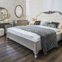 Кровать Мокко 1600 с мягким изголовьем + основание (серый камень) в Копейске - kopejsk.mebel24.online | фото