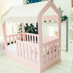 Кровать-домик без ящика 800*1600 (Розовый) в Копейске - kopejsk.mebel24.online | фото