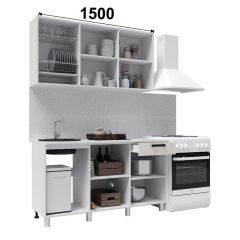 Кухня ДИОР 1.5 м (белый/дуб крафт белый) в Копейске - kopejsk.mebel24.online | фото 2