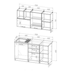 Кухонный гарнитур Лариса нормал 3 1500 мм в Копейске - kopejsk.mebel24.online | фото 2