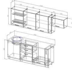 Кухонный гарнитур Вегас 2550 (Стол. 26мм) в Копейске - kopejsk.mebel24.online | фото 2