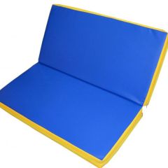 Мат гимнастический 1х1х0,08м складной цв. синий-желтый в Копейске - kopejsk.mebel24.online | фото