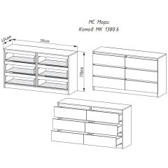 МОРИ МК 1380.6 Комод (графит) в Копейске - kopejsk.mebel24.online | фото 3