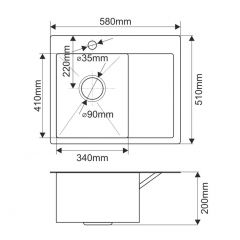 Мойка HD5851L MELANA ProfLine 3,0/200 САТИН врезная прямоугольная с коландером HD5851L в Копейске - kopejsk.mebel24.online | фото 2