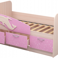 Кровать Дельфин 1,6 (Дуб молочный/фасад - Ламарти розовый) в Копейске - kopejsk.mebel24.online | фото