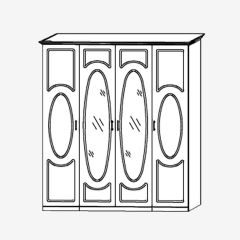 Прованс-2 Шкаф 4-х дверный с 2 зеркалами (Итальянский орех/Груша с платиной черной) в Копейске - kopejsk.mebel24.online | фото