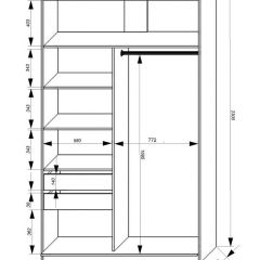 Шкаф-купе 1400 серии SOFT D1+D3+B2+PL1 (2 ящика+1штанга) профиль «Графит» в Копейске - kopejsk.mebel24.online | фото 3