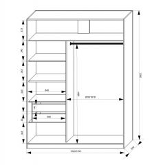 Шкаф-купе 1500 серии NEW CLASSIC K3+K3+B2+PL1 (2 ящика+1 штанга) профиль «Капучино» в Копейске - kopejsk.mebel24.online | фото 3