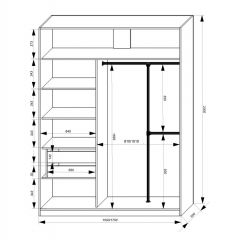 Шкаф-купе 1500 серии NEW CLASSIC K4+K4+B2+PL4 (2 ящика+F обр. штанга) профиль «Капучино» в Копейске - kopejsk.mebel24.online | фото 3