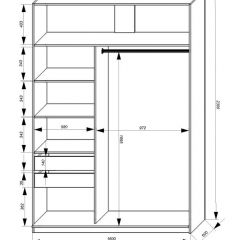 Шкаф-купе 1600 серии SOFT D1+D3+B2+PL1 (2 ящика+1штанга) профиль «Графит» в Копейске - kopejsk.mebel24.online | фото 4