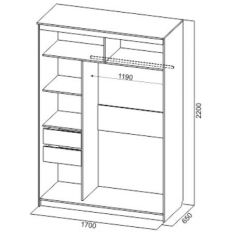 Шкаф-купе №19 Серия 3 Инфинити с зеркалами (1700) Ясень Анкор светлый в Копейске - kopejsk.mebel24.online | фото 6