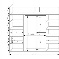 Шкаф-купе 2150 серии NEW CLASSIC K4+K4+K4+B22+PL4(по 2 ящика лев/прав+F обр.штанга) профиль «Капучино» в Копейске - kopejsk.mebel24.online | фото 3