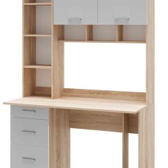 Стол компьютерный ПКС-5 Дуб сонома/Белый глянец в Копейске - kopejsk.mebel24.online | фото 2