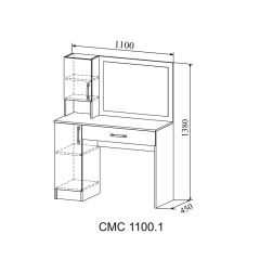 СОФИ Стол макияжный СМС 1100.1 с зеркалом (дуб сонома/белый) в Копейске - kopejsk.mebel24.online | фото 2