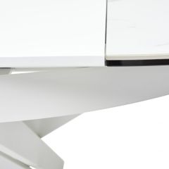 Стол TRENTO 120 HIGH GLOSS STATUARIO Белый мрамор глянцевый, керамика/ белый каркас, ®DISAUR в Копейске - kopejsk.mebel24.online | фото 9