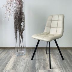 Стул CHILLI SQUARE HK017-02 серо-бежевый, PU/ черный каркас М-City в Копейске - kopejsk.mebel24.online | фото 2