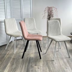 Стул ELVIS WZ2042-18 белая галька фактурный велюр / белый каркас М-City в Копейске - kopejsk.mebel24.online | фото 2