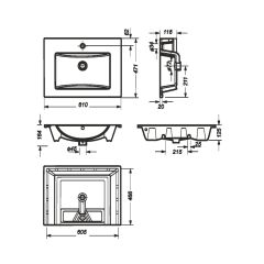 Умывальник мебельный "Quadro 60" Sanita Luxe в Копейске - kopejsk.mebel24.online | фото 4