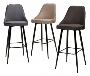 Барный стул NEPAL-BAR ГРАФИТ #14, велюр/ черный каркас (H=78cm) М-City в Копейске - kopejsk.mebel24.online | фото 3