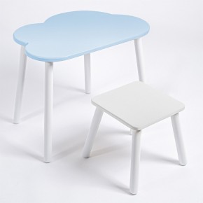 Детский комплект стол ОБЛАЧКО  и табурет Rolti Baby (голубая столешница/белое сиденье/белые ножки) в Копейске - kopejsk.mebel24.online | фото