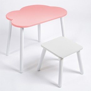 Детский комплект стол ОБЛАЧКО  и табурет Rolti Baby (розовая столешница/белое сиденье/белые ножки) в Копейске - kopejsk.mebel24.online | фото