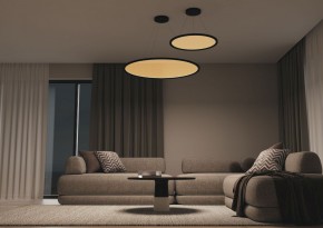 DK6616-BK Подвесной горизонтальный светильник Veil со светодиодом H900 d600 220V 48W 3000-6000K IP20 черный алюминий в Копейске - kopejsk.mebel24.online | фото 5