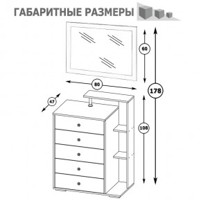 Камелия Комод + Зеркало, цвет белый, ШхГхВ 80х46,8х178 см., НЕ универсальная сборка в Копейске - kopejsk.mebel24.online | фото 6