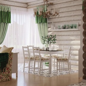 Комлект Вествик обеденный стол и четыре стула, массив сосны, цвет белый в Копейске - kopejsk.mebel24.online | фото 1