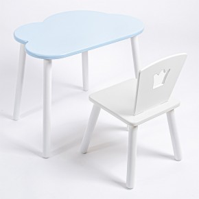 Комплект детский стол ОБЛАЧКО и стул КОРОНА ROLTI Baby (голубая  столешница/белое сиденье/белые ножки) в Копейске - kopejsk.mebel24.online | фото