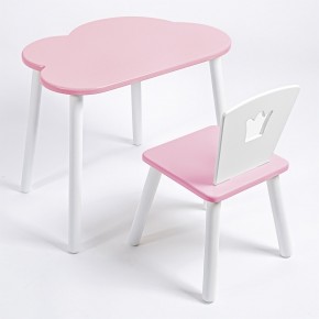 Комплект детский стол ОБЛАЧКО и стул КОРОНА ROLTI Baby (розовая столешница/розовое сиденье/белые ножки) в Копейске - kopejsk.mebel24.online | фото