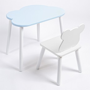 Комплект детский стол ОБЛАЧКО и стул МИШКА ROLTI Baby (голубая столешница/белое сиденье/белые ножки) в Копейске - kopejsk.mebel24.online | фото