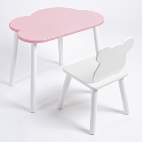 Комплект детский стол ОБЛАЧКО и стул МИШКА ROLTI Baby (розовая столешница/белое сиденье/белые ножки) в Копейске - kopejsk.mebel24.online | фото