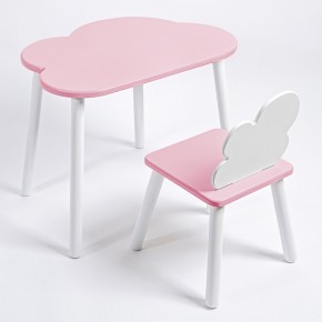 Комплект детский стол ОБЛАЧКО и стул ОБЛАЧКО ROLTI Baby (розовая столешница/розовое сиденье/белые ножки) в Копейске - kopejsk.mebel24.online | фото