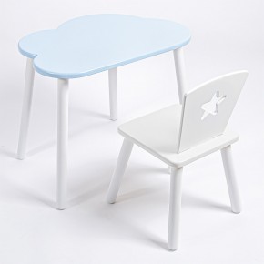 Комплект детский стол ОБЛАЧКО и стул ЗВЕЗДА ROLTI Baby (голубая столешница/белое сиденье/белые ножки) в Копейске - kopejsk.mebel24.online | фото