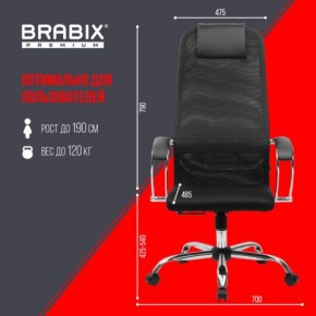 Кресло BRABIX PREMIUM "Ultimate EX-800" хром, плотная двойная сетка Х2, черное, 532911 в Копейске - kopejsk.mebel24.online | фото 6