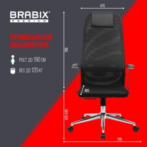 Кресло BRABIX PREMIUM "Ultimate EX-801" хром, плотная двойная сетка Х2, черное, 532917 в Копейске - kopejsk.mebel24.online | фото 7