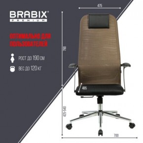 Кресло BRABIX PREMIUM "Ultimate EX-801" хром, плотная двойная сетка Х2, черное/коричневое, 532920 в Копейске - kopejsk.mebel24.online | фото 6