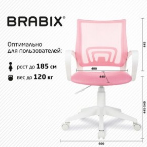 Кресло BRABIX "Fly MG-396W", с подлокотниками, пластик белый, сетка, розовое, 533008 в Копейске - kopejsk.mebel24.online | фото 5