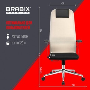 Кресло офисное BRABIX PREMIUM "Ultimate EX-801" хром, плотная двойная сетка Х2, черное/бежевое, 532919 в Копейске - kopejsk.mebel24.online | фото 6