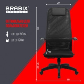 Кресло офисное BRABIX PREMIUM "Ultimate EX-801" пластик, плотная двойная сетка Х2, черное, 532922 в Копейске - kopejsk.mebel24.online | фото 5