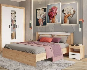 Кровать Адель 1.4 Настил из ДСП 2с дуб крафт золотой/белый в Копейске - kopejsk.mebel24.online | фото 2