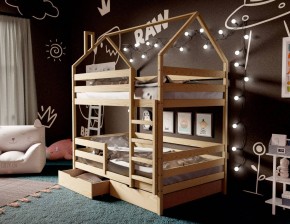 Кровать-домик двухъярусная 80*160 без покраски в Копейске - kopejsk.mebel24.online | фото